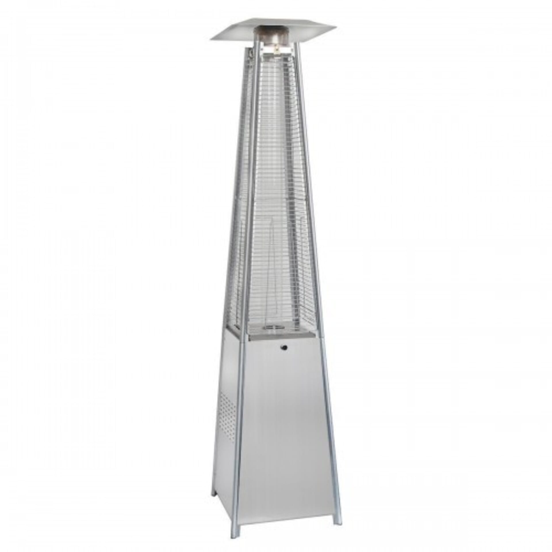 PureHeat Pyramid Style Gas Patio Heater In Stainless Steel with wheels