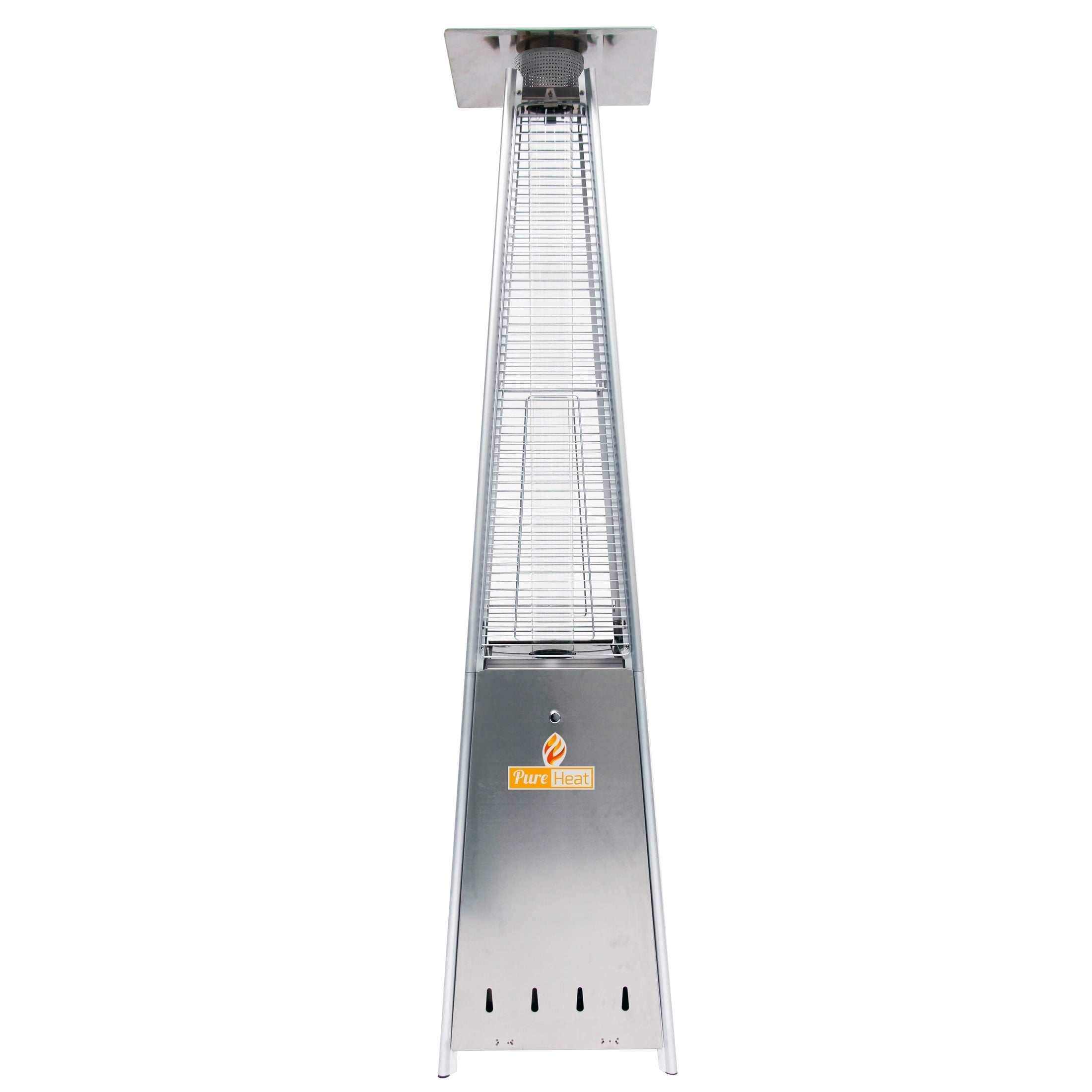 PureHeat Pyramid Style Gas Patio Heater In Stainless Steel with wheels