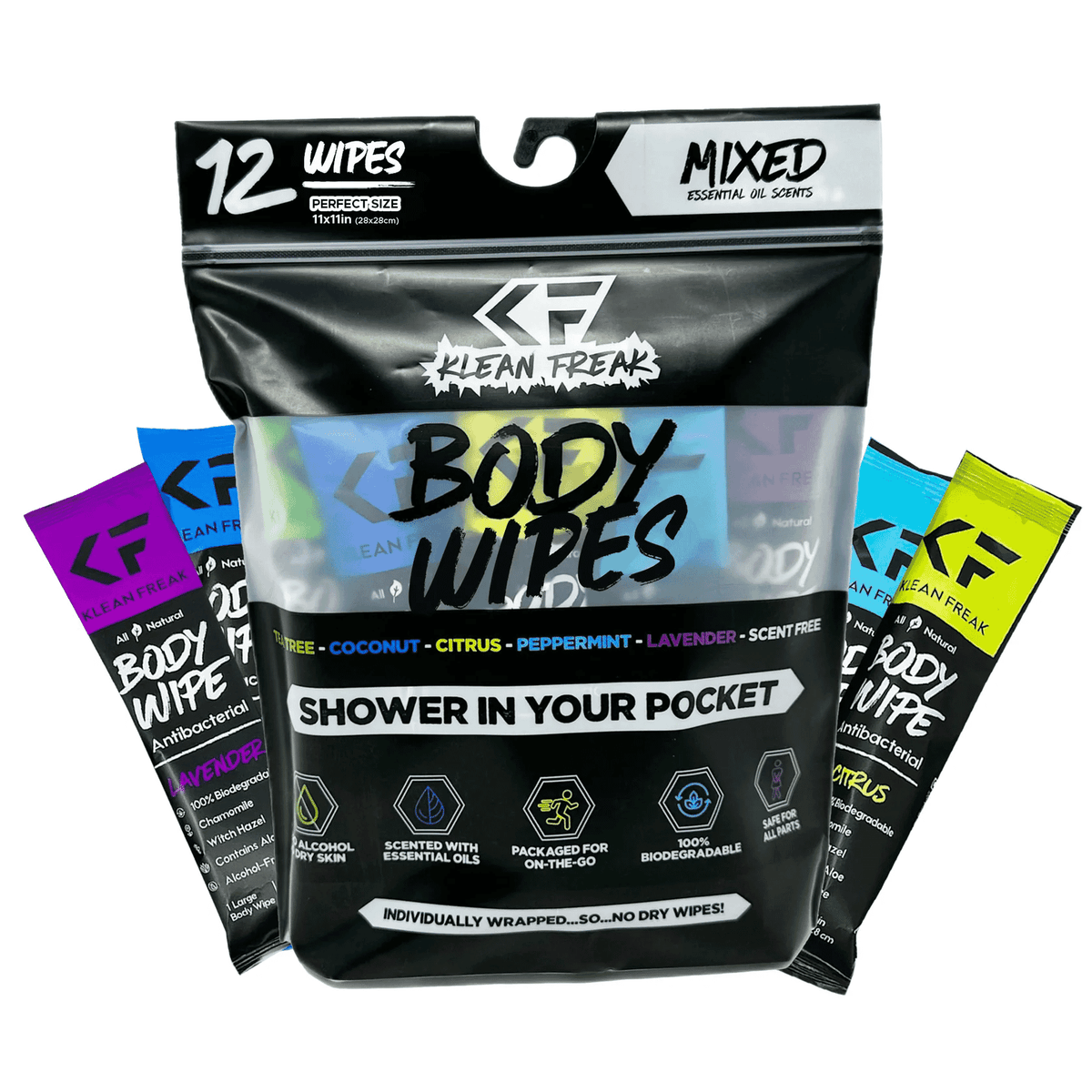 Klean Freak Body Wipes Dozen Pack - Mixed