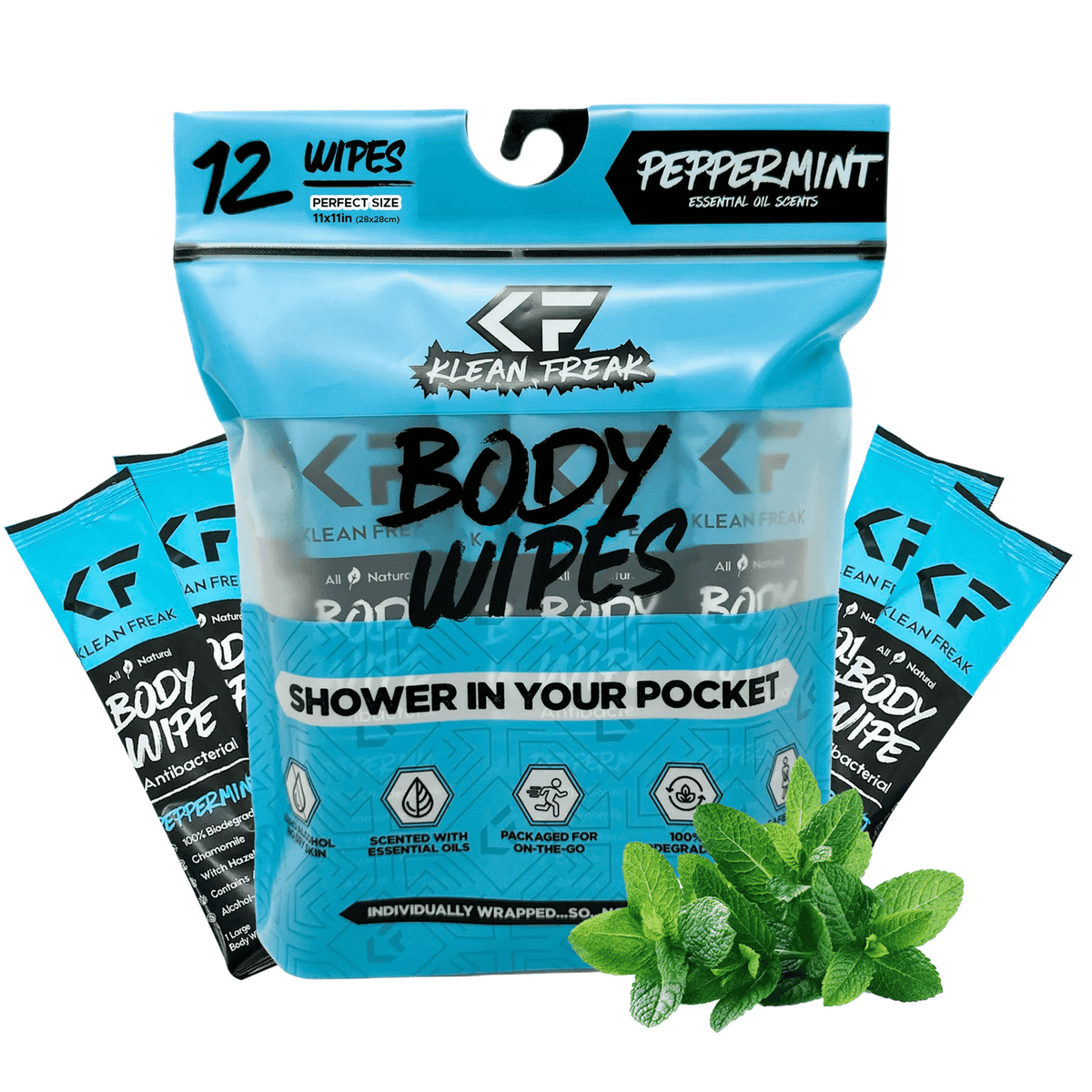 Klean Freak Body Wipes Dozen Pack - Peppermint