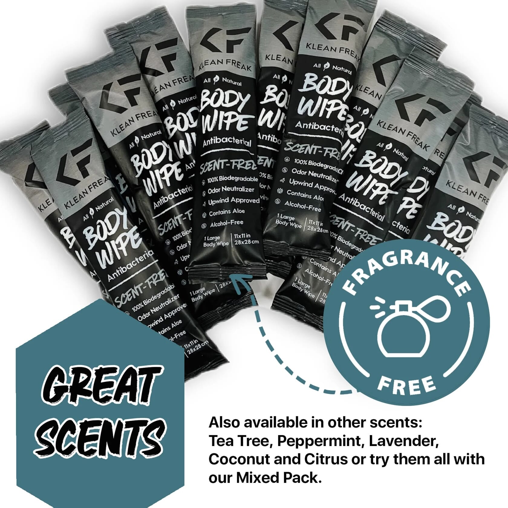 Klean Freak Body Wipes Dozen Pack - Scent Free