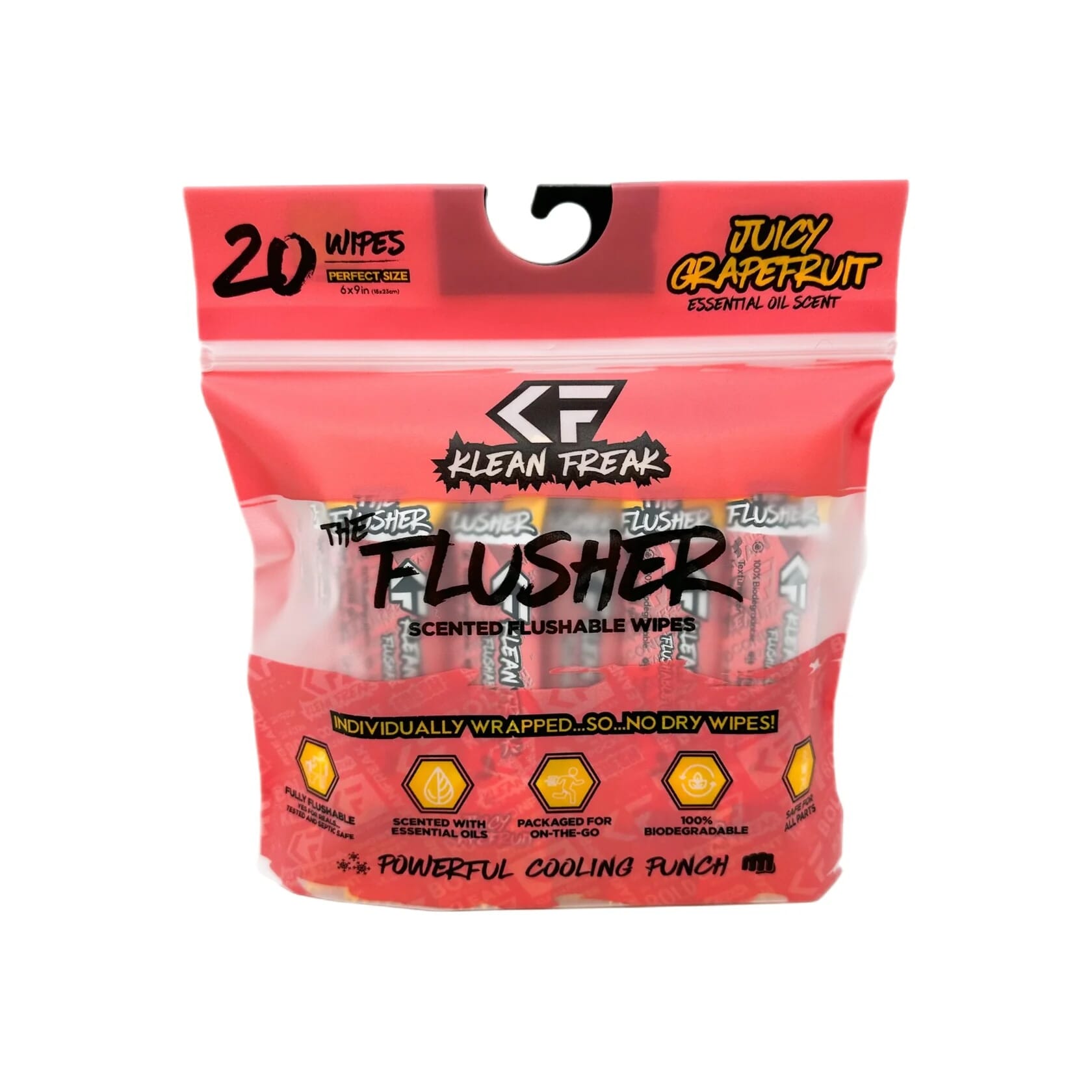 Klean Freak -The Flusher wipes - 20 Pack - Juicy Grapefruit
