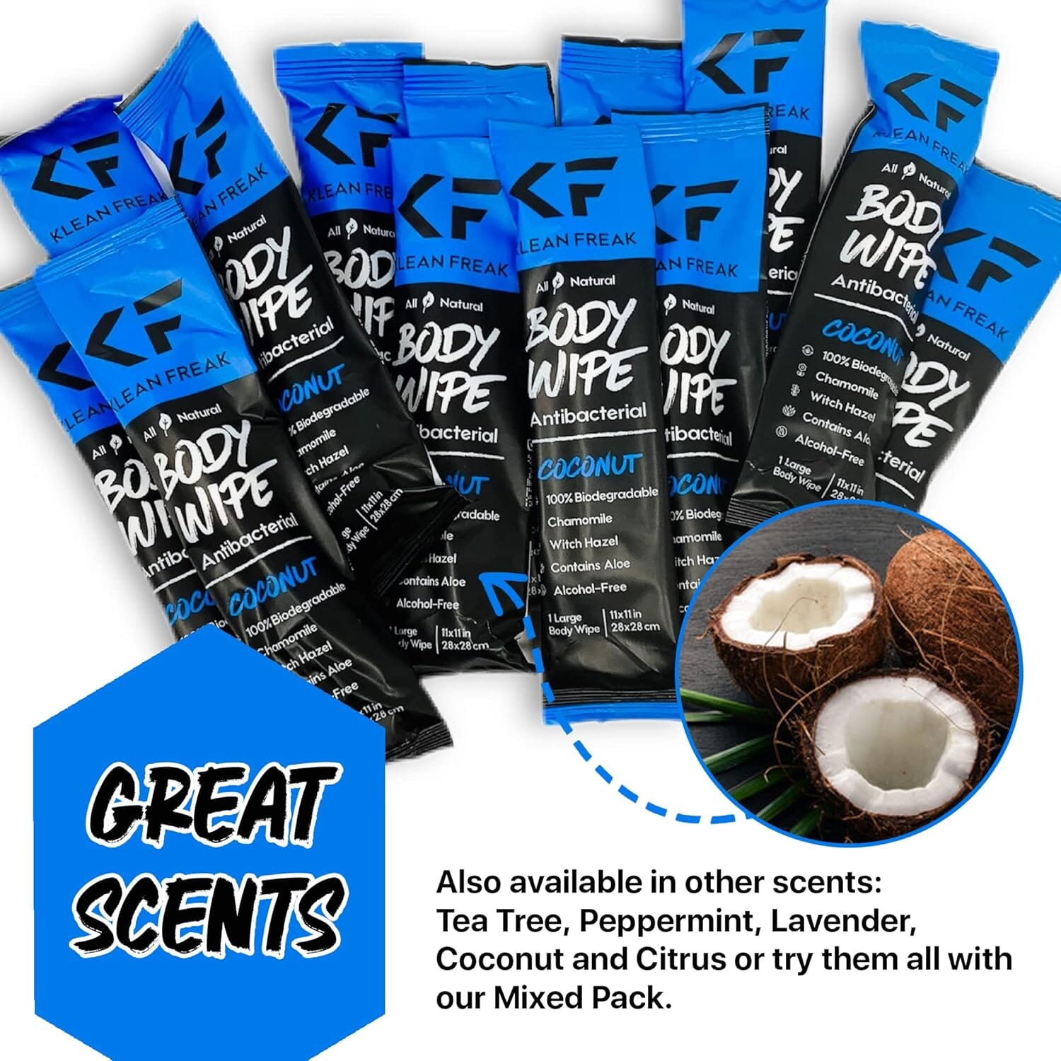 Klean Freak Body Wipes 100 Pack - Coconut