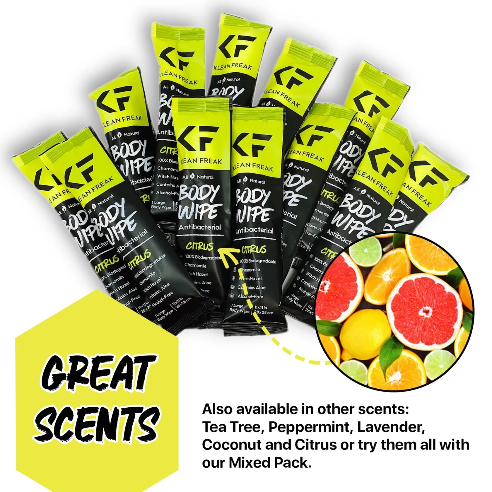 Klean Freak Body Wipes 100 Pack - Citrus