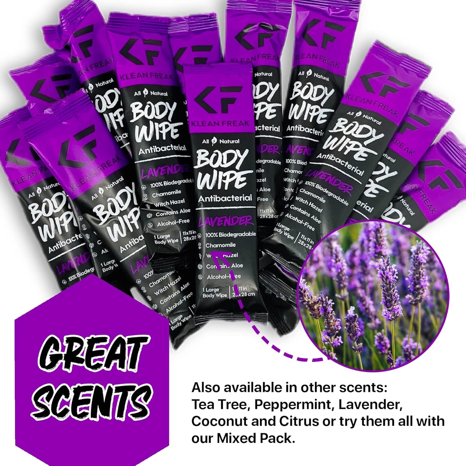 Klean Freak Body Wipes 100 Pack - Lavender