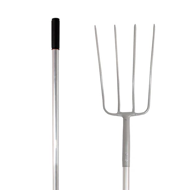 Red Gorilla Pro 4-Prong Manure Fork Straight Handle - Blue