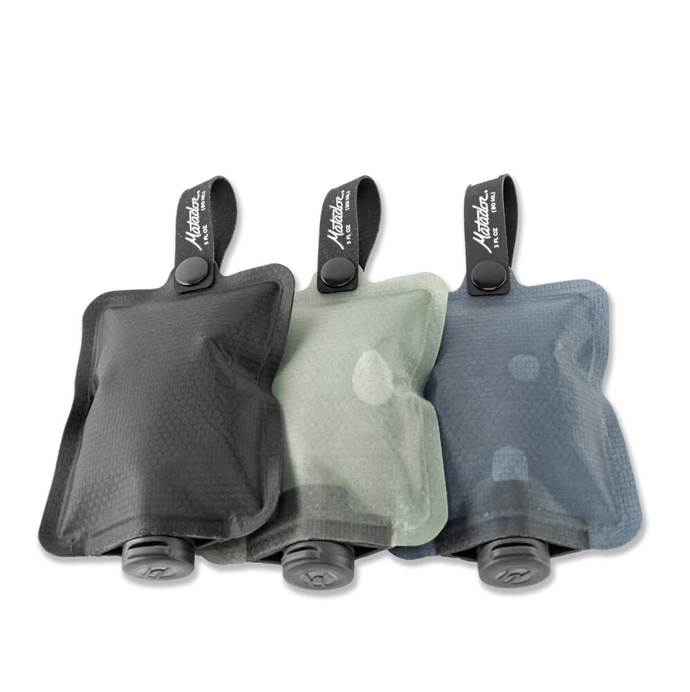 Matador - FlatPak Toiletry Bottle (3-Pack) - Multi 1: Charcoal, Slate Blue, Sage