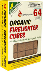 Outdoor Emarati Natural Organic Firelighter Cubes, 64 Cube Super fast Fire starters