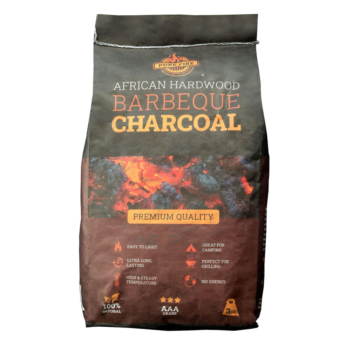 PureFire 3kg Natural Hardwood Charcoal