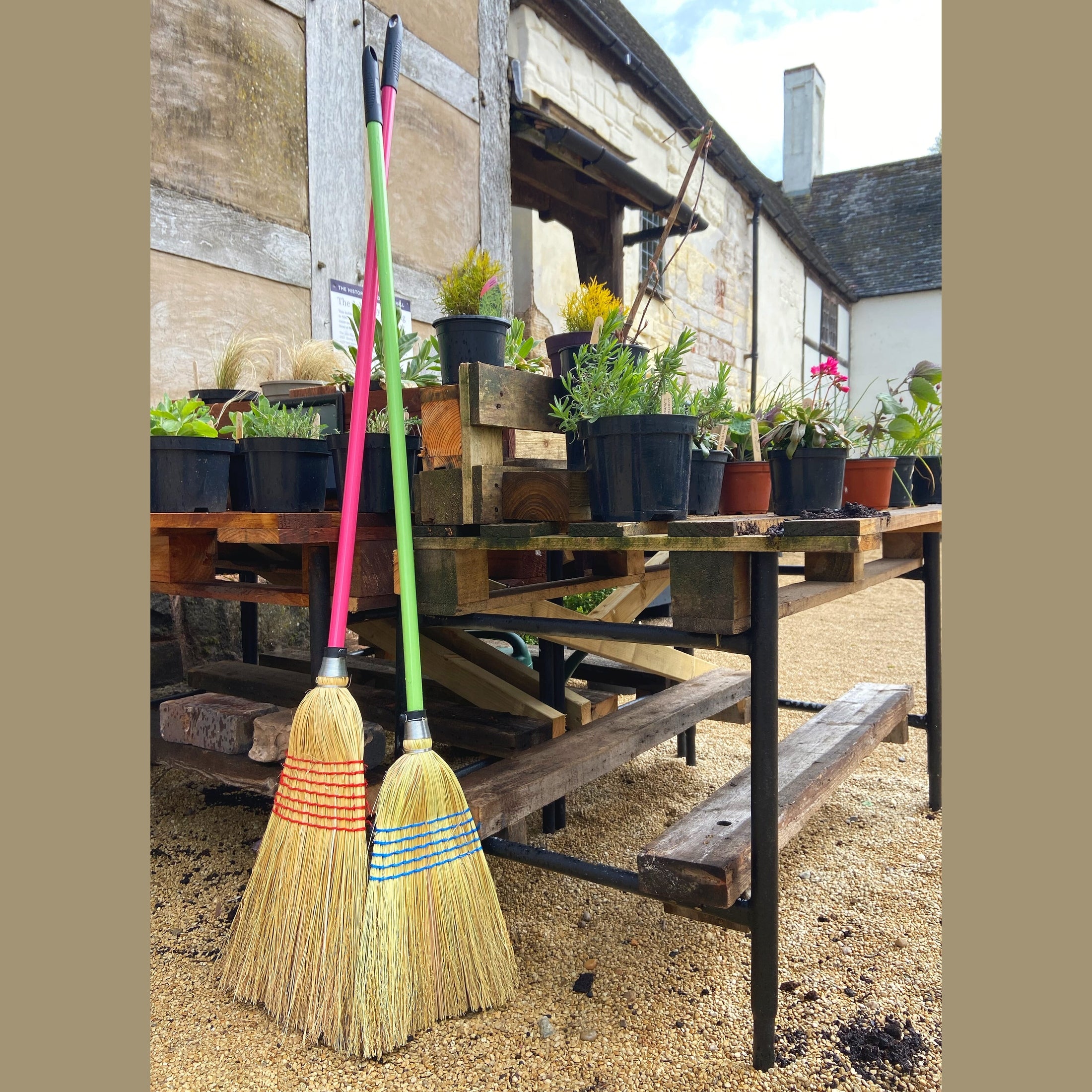 Red Gorilla Large Corn Broom 120cm Handle - Pink