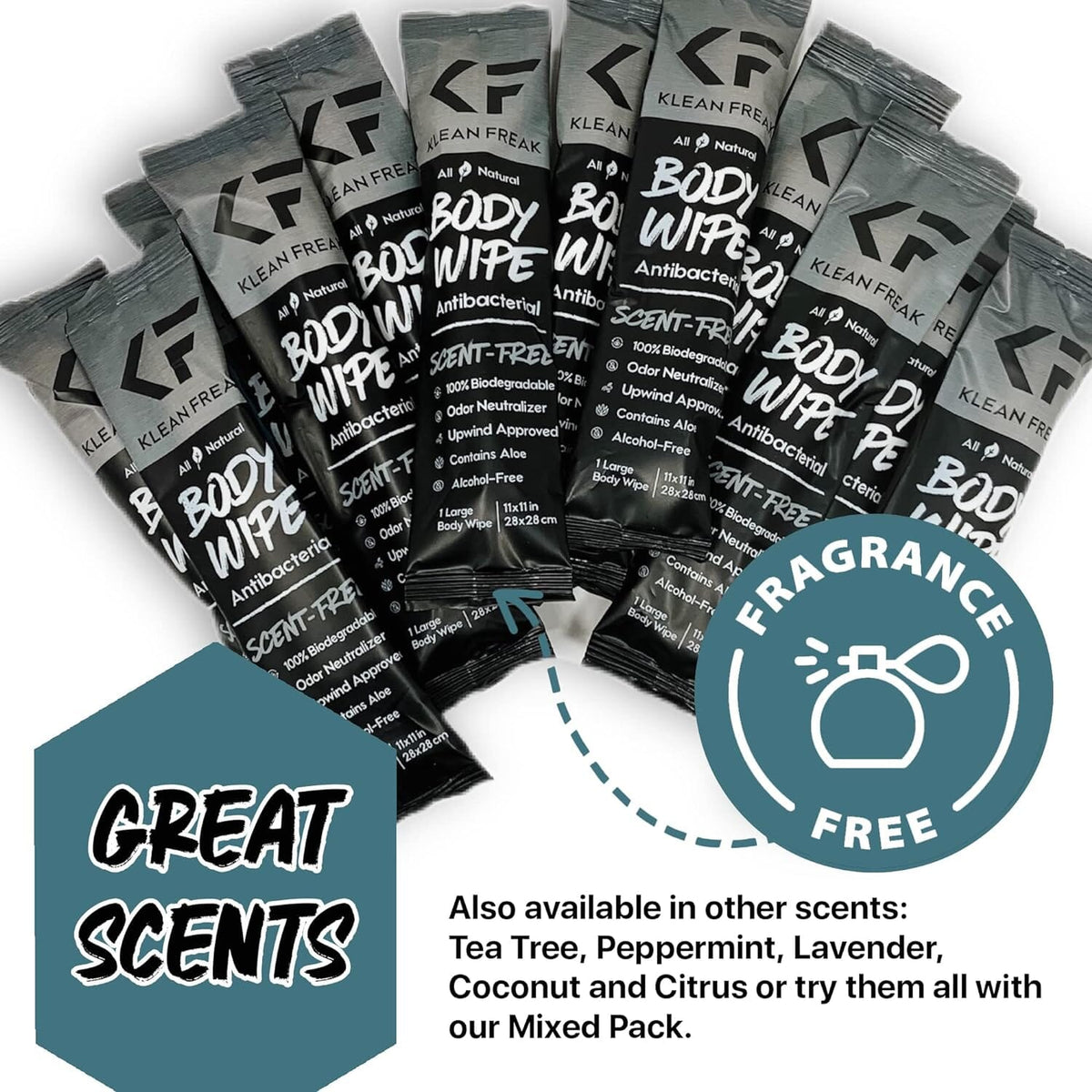 Klean Freak Body Wipes Single Sachet - Scent Free