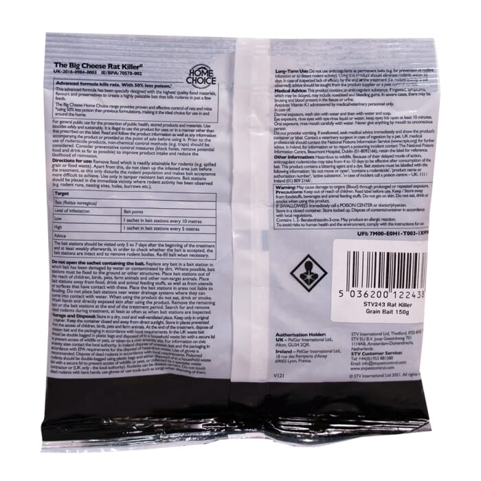 STV243-STV  Rat Killer Grain Bait Sachet - 150g