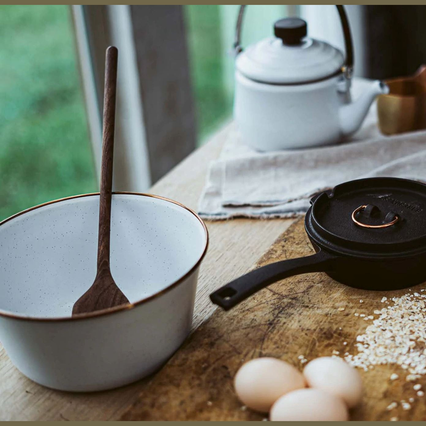 Enamel Mixing Bowl Set - Eggshell
