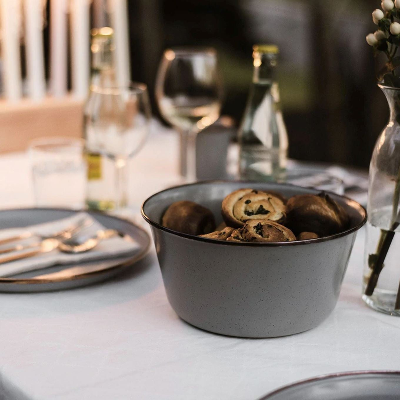 Enamel Mixing Bowl Set - Slate Gray