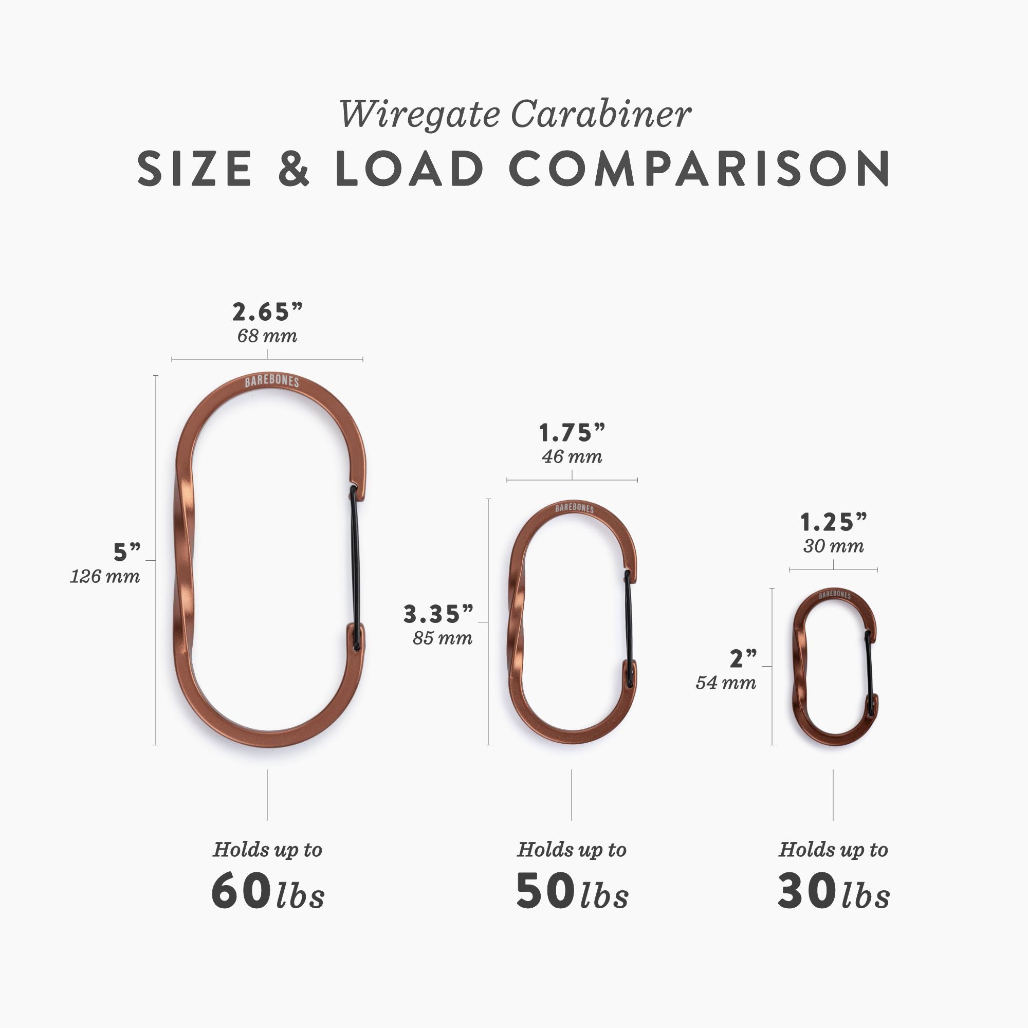 Barebones Wiregate Carabiners 3 Sizes