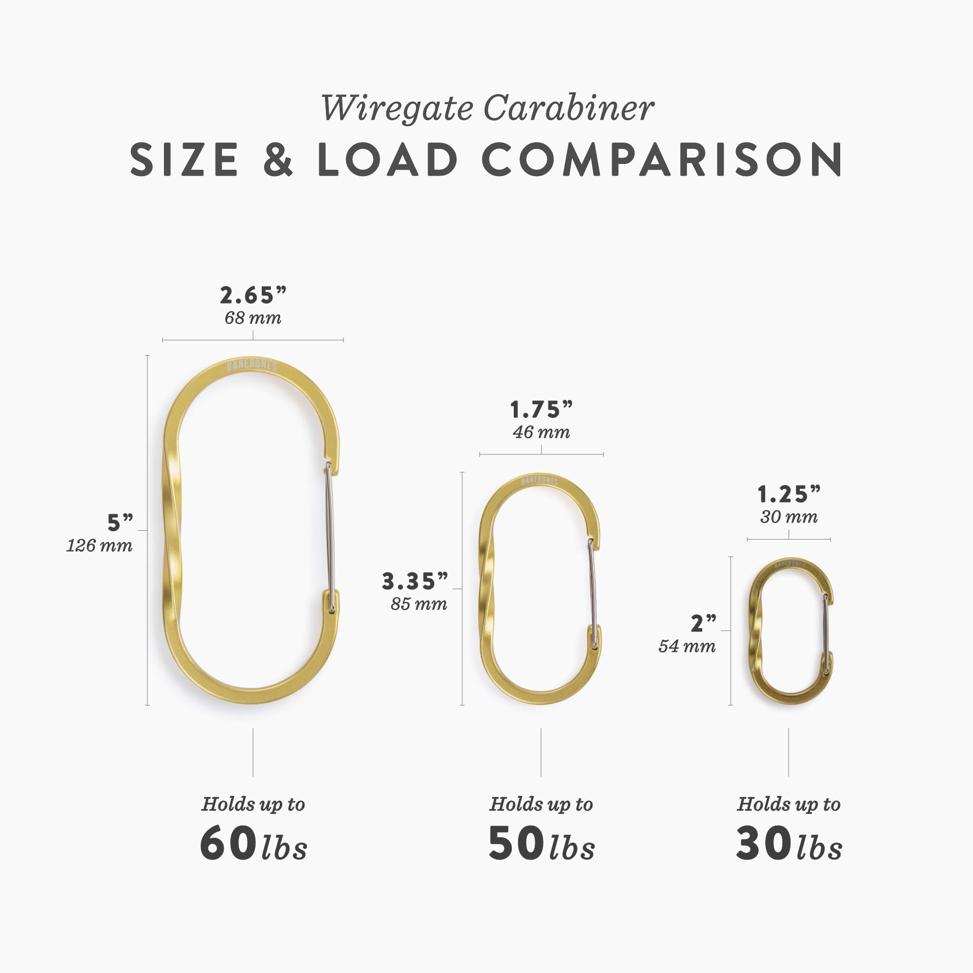 Barebones Wiregate Carabiners 3 Sizes