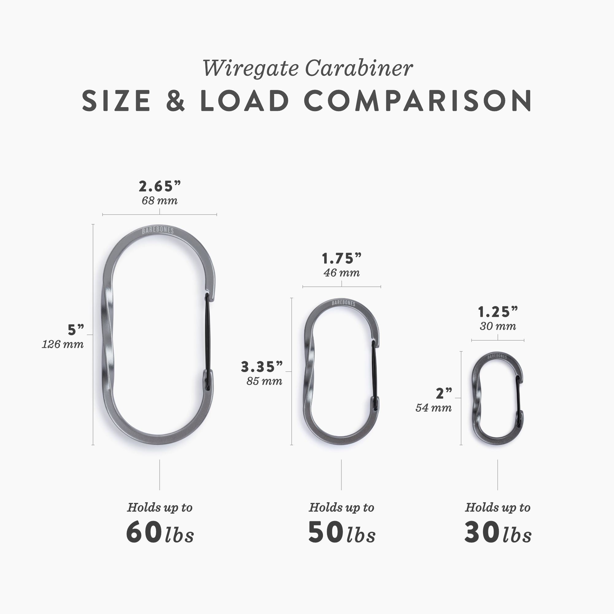 Barebones Wiregate Carabiners 3 Sizes