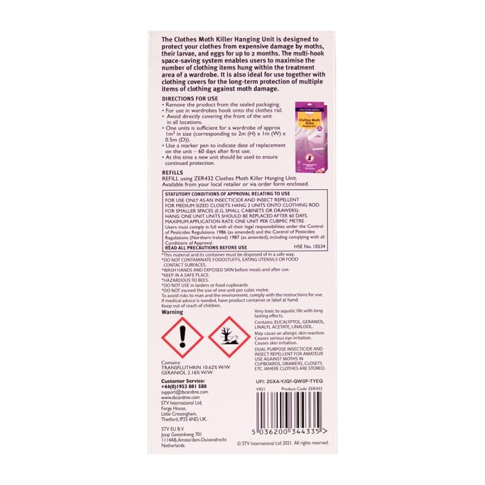 STV  Multi-Hook Hanging Clothes Moth Killer
