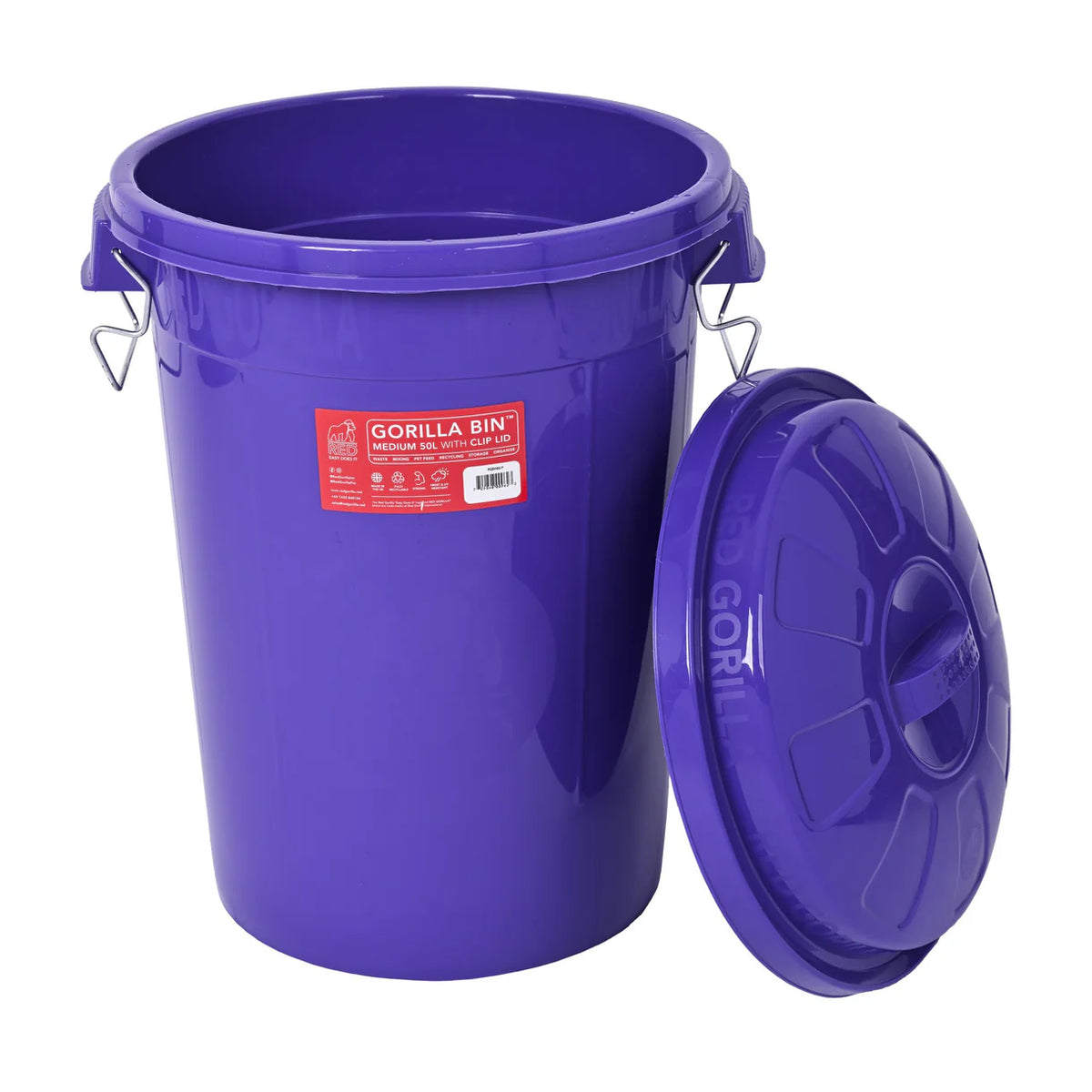 Red Gorilla Heavy-Duty 80L Bin with Lid - Purple