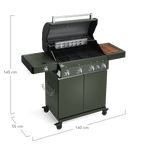 Burnhard Big FRED - Deluxe Gas Grill 4-Burner Green Edition - Stainless Steel Grates