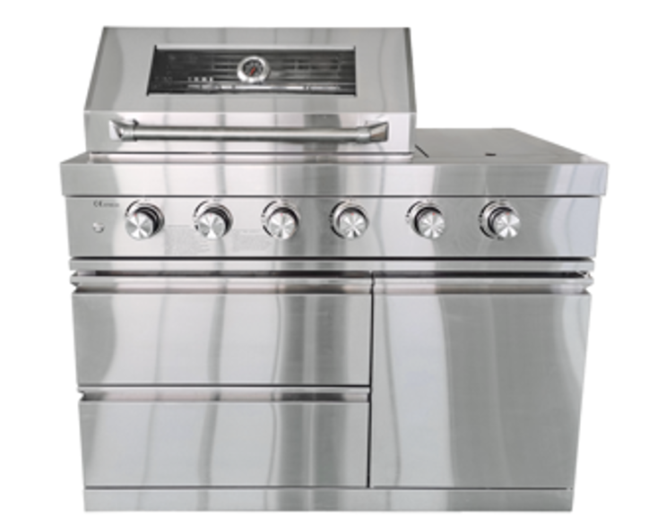 Fornizza 4 Burner Gas Grill With Infrared and Side Burner Black