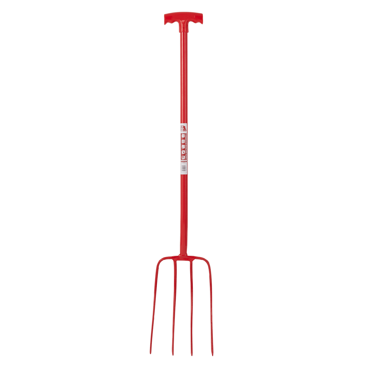 Red Gorilla Pro 4-Prong Manure Fork Straight Handle - Red